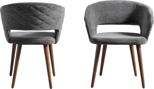 Vista 16 de Ottomanson Royal - Juego de 2 sillas de comedor tapizadas de microfibra copetuda, montadas, patas de metal dorado, marco de madera de haya