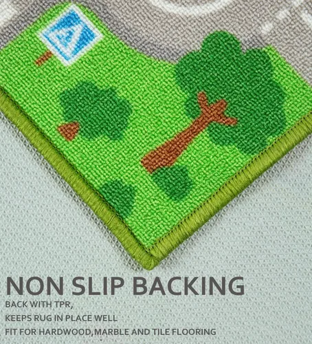 Vista 3 de Yincimar Alfombra de juegos para niños, alfombra de juego con coche, vida urbana, tráfico, carretera, alfombra para niños, alfombra de 5 x 6 pies 6