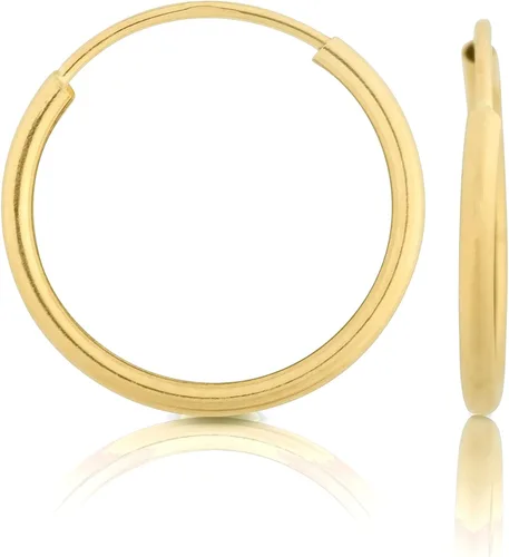 Vista 3 de Arracadas de oro amarillo de 14 quilates para mujer de 1 mm - 15 mm de grueso 10 mm - 60 mm de diámetro