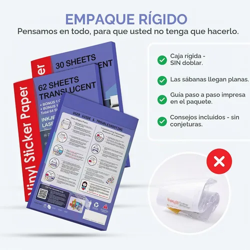 Vista 8 de Papel adhesivo imprimible semitransparente, impermeable, 62 hojas