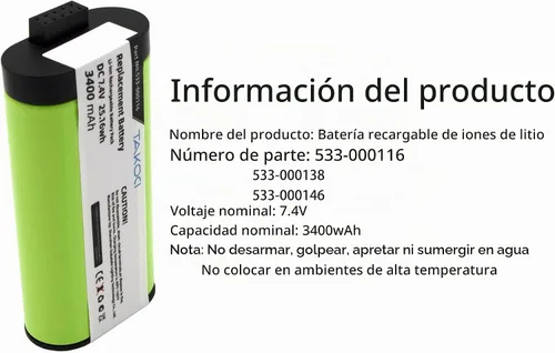 Vista 4 de Batería de repuesto para altavoz Bluetooth inalámbrico Logitech UE MegaBoom Series compatible con el número de pieza 533-000116 533-000146 7.4V