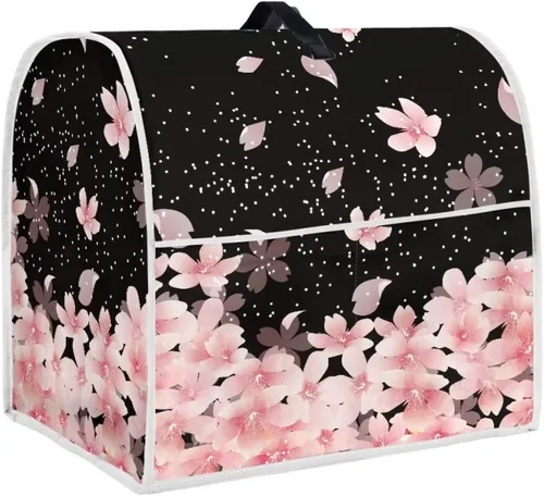 Vista 45 de Cubierta para mezclador de cocina con diseño de flores de pájaros, cubierta para procesador de alimentos con asa superior y bolsillo