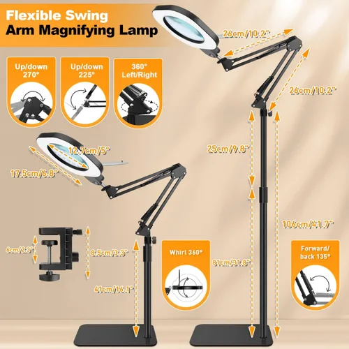 Vista 5 de Lupa 15X con luz y soporte, lámpara de aumento 3 en 1, lupa con iluminación LED de atenuación continua, lupas iluminadas para trabajo cercano