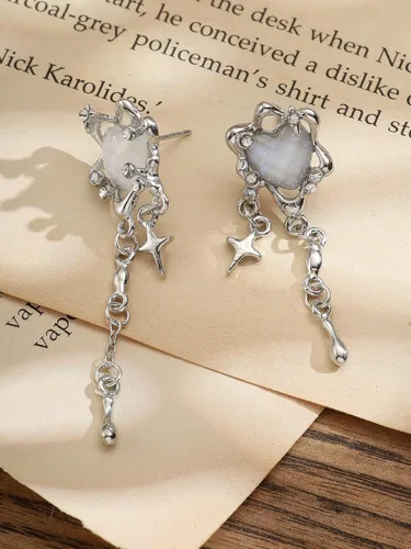 Vista 7 de Sacina Aretes góticos de corazón, aretes góticos, aretes góticos, aretes punk, joyería gótica, regalo de joyería de Halloween, Navidad, Año Nuevo