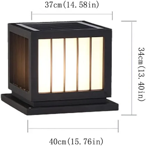 Vista 2 de Luces de poste al aire libre, luz solar de poste al aire libre de acero inoxidable vidrio luz de jardín IP55 impermeable poste luz hogar Villa valla