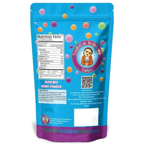 Vista 2 de Mezcla de bebida de té Boba de aguacate prémium en polvo Buddha Bubbles Boba 1 kilo (2.2 libras) (35.27 oz)
