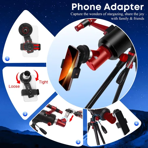 Vista 7 de UncleHu Telescope for Adults High Powered,90mm Aperture 550mm Refractor Blcak y rojo