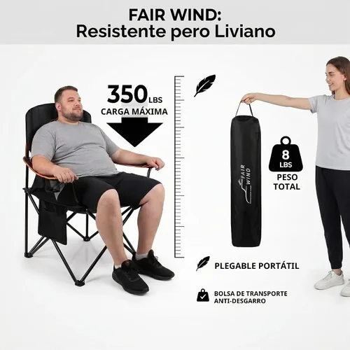 Vista 4 de FAIR WIND - Juego de 2 sillas acolchadas de gran tamaño con soporte lumbar