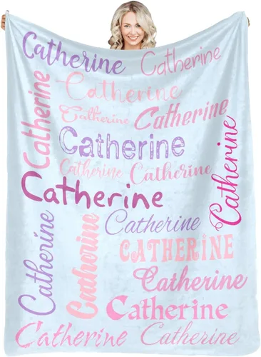 Vista 35 de Manta personalizada con nombre, manta personalizada de franela para niños, mujeres, hombres, Navidad, cumpleaños, madre, padre, día de San Valentín