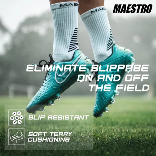 Vista 4 de Maestro Grip Socks - Calcetines antideslizantes para hombres y mujeres - Calcetines antideslizantes para fútbol, fútbol, baloncesto, hockey