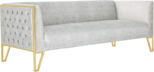 Vista 6 de Manhattan Comfort Vector - Sofá de terciopelo de 81.5 pulgadas para sala de estar, acolchado de espuma, tapicería con botones, marco de acero