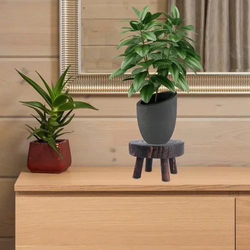 Vista 4 de VILLCASE Soporte de exhibición de taburete de madera, taburete de madera, soporte para plantas de patio, maceta, estante decorativo para taburete