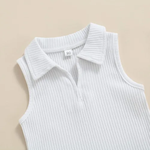 Vista 185 de TheFound Trajes de verano para niñas pequeñas, sin mangas, de punto acanalado, halter, pantalones cortos, ropa para recién nacidos, conjunto de 3