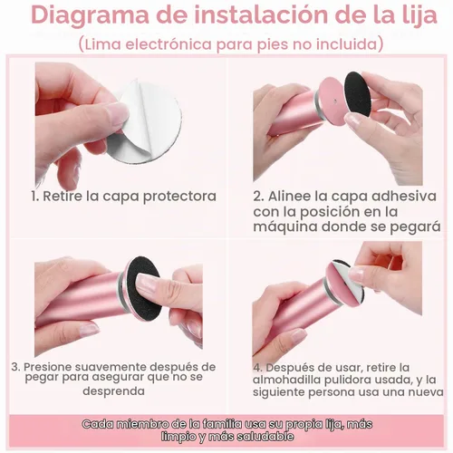 Vista 4 de 120 discos de papel de lija de repuesto para lima eléctrica de pie, herramienta de eliminación de callos de velocidad ajustable, discos