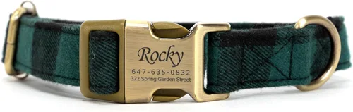 Vista 8 de Collar de perro personalizado con nombre y número de teléfono grabado, collar ajustable personalizado para cachorros, collar de algodón orgánico