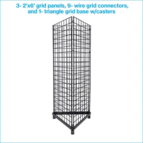 Vista 5 de SSWBasics - Torre de rejilla de alambre triangular negro con base y ruedas