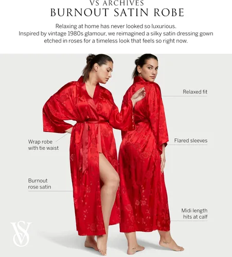 Vista 4 de Victoria's Secret VS Archives - Bata de satén desgastada, lencería para mujer (XS-XXL)