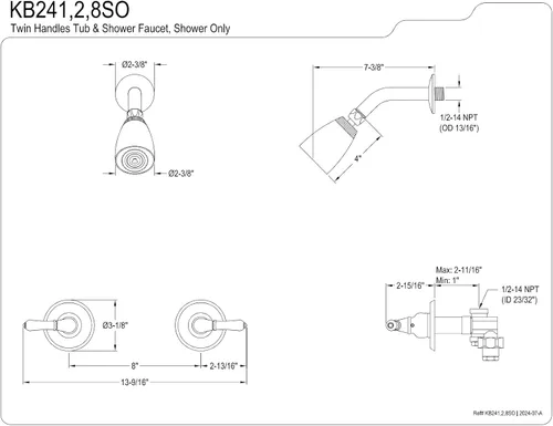 Vista 2 de Kingston Brass KB248SO Magellan - Grifo de ducha para montaje en pared, níquel cepillado, solo ducha