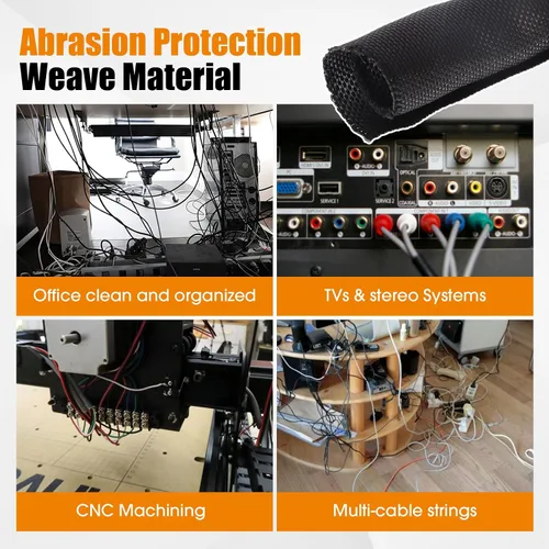 Vista 7 de Funda de alambre trenzado dividido para cables automotrices, cable de audio y video, cuerdas de múltiples cables, cubierta de protección organizada