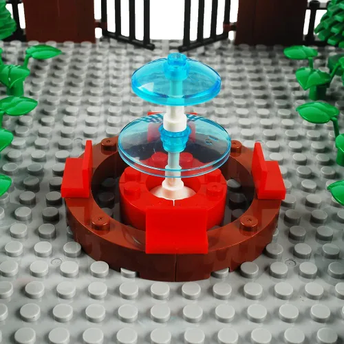 Vista 8 de Bloques de construcción de parques, accesorios para fuentes, juego de calles, kit de ladrillos de construcción, juego de construcción de bricolaje