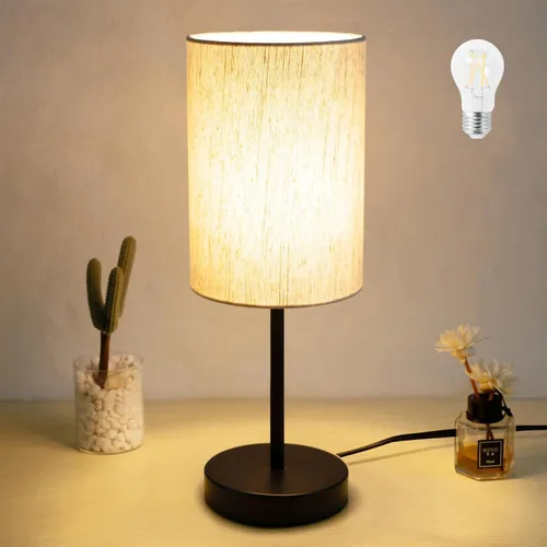 Vista 11 de RISLG Juego de 2 lámparas de mesa para recámara, lámparas de noche para mesita de noche con interruptor de cable, lámparas de escritorio