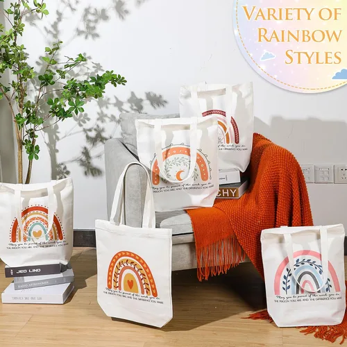 Vista 3 de Sadnyy 20 bolsas de lona arcoíris para profesores y empleados, regalo inspirador con cremallera para oficina, escuela