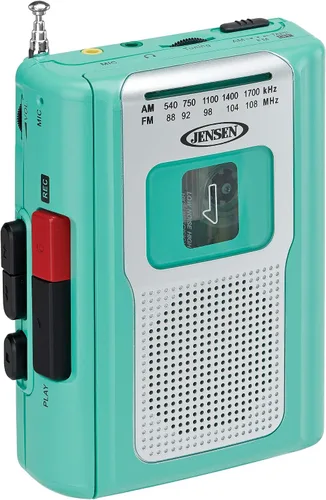 Vista 10 de Jensen CR-100 - Radio AM/FM portátil retro, reproductor de cassette personal, diseño compacto y ligero, estéreo de radio AM/FM, reproductor