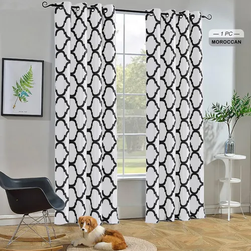 Vista 40 de Melodieux - Cortina opaca con aislamiento térmico y ojales, de estilo marroquí, 100 x 84 pulgadas, color gris (1 panel)