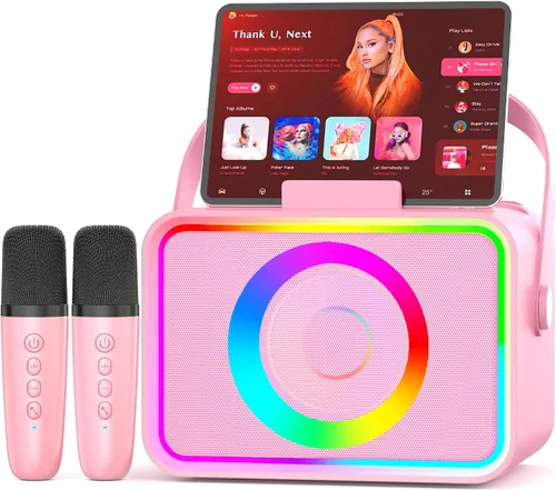 Vista 10 de Máquina de karaoke para niños y adultos, altavoz Bluetooth, 2 micrófonos Negro