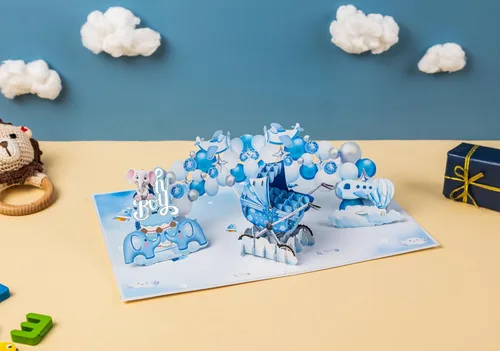 Vista 2 de Tarjetas de baby shower para niños, tarjeta de bautismo, tarjeta para bebés nuevos de 6 x 8 pulgadas, tarjetas de regalo, regalos emergentes