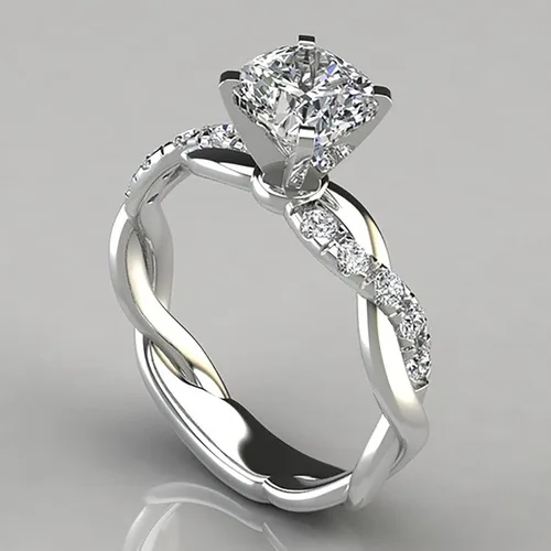 Vista 50 de Iumer - Anillo de zircón de dos piezas con incrustaciones de diamantes de imitación artificiales para mujer, talla 6-10.