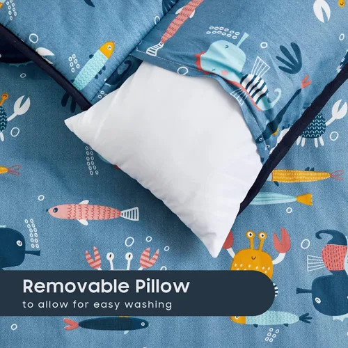 Vista 4 de Wake In Cloud - Tapete para siesta para niños pequeños con almohada y manta, tela 100% algodón, para niños y niñas en guardería, jardín de infantes