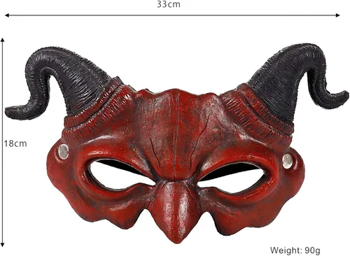 Vista 7 de Máscara de cuerno de oveja, fantasma y diablo, máscara de espuma de poliuretano, máscara de media cara para Pascua, Halloween, cosplay, fiesta