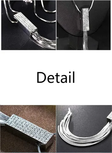 Vista 6 de Cathercing - Collar de cadena ajustable larga y elegante con dije de diamantes de imitación joyería única para mujeres y niñas