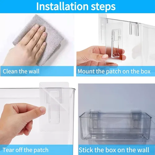 Vista 7 de Organizador de almacenamiento adhesivo para montar en la pared, paquete de 2 unidades para almacenamiento de juguetes de baño, cocina, baño