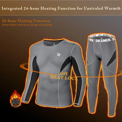 Vista 2 de Ropa interior térmica para hombre, con forro polar, táctica, deportiva, conjunto térmico