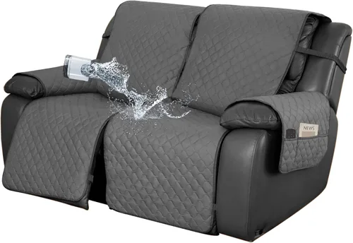 Vista 26 de Easy-Going Funda impermeable para sofá biplaza reclinable con bolsillo, funda de sofá reversible de 1 pieza para sillón reclinable de 2 asientos