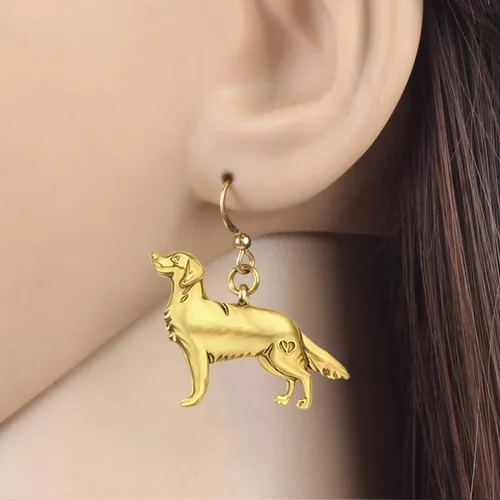 Vista 2 de WEVENI Alloy Cute Golden Retriever Dog Earrings Dainty Dangle Drop Pet Jewelry For Women Girls Ladies Vintage Gifts
