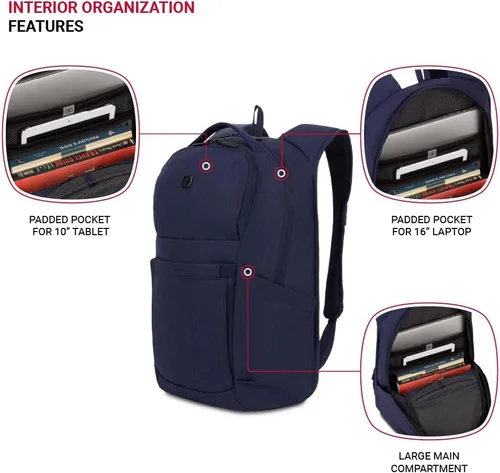 Vista 4 de SwissGear Mochila para laptop, Azul marino jaspeado