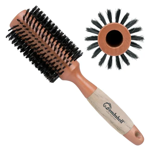 Vista 9 de Bombshell Cepillo Redondo de Madera de Abedul – 1.75 pulgadas de ancho, 10 pulgadas de largo, cerdas de jabalí, mango de madera natural