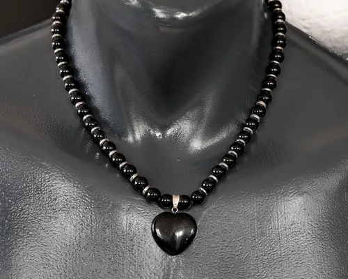 Vista 2 de Colgante de corazón de aventurina natural, Collar de cuentas de aventurina genuina, Collar de piedra verde, Collar de piedras preciosas, Cuentas
