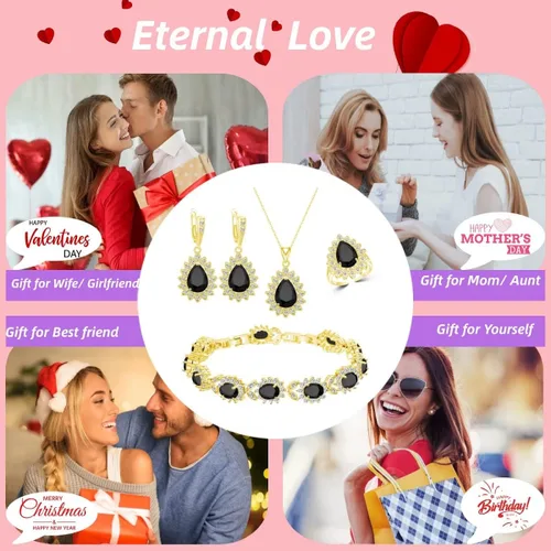 Vista 3 de ZCGJWE Fashion Jewelry Sets for Women GirlPlatinum PlatedGold PlatedRose Gold PlatedGun Black Plated Earrings Pendants Adjustable Rings Bracelets