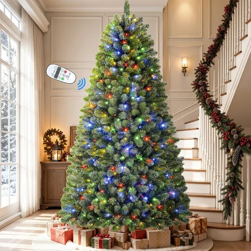 Vista 14 de Árbol de Navidad clásico preiluminado artificial de 6 pies con control