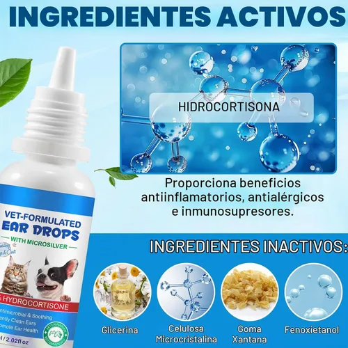 Vista 7 de Gotas de tratamiento de infección de oído de gato y perro, infecciones de oído de perro con hidrocortisona al 1%