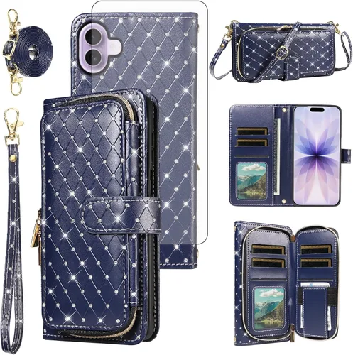 Vista 85 de Funda para teléfono iPhone 6 6S con cremallera y protector de pantalla con protector de pantalla, correa de cordón cruzado, ranura para iPhone 6 Six
