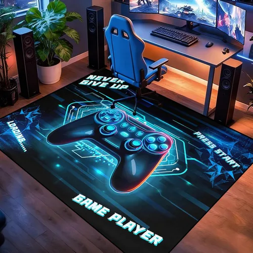 Vista 12 de Alfombra de suelo con estampado de videojuegos 3D para niños, alfombra pequeña roja para dormitorio, tapete de piso para habitación de niños