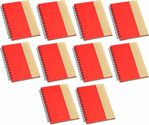 Vista 9 de DISCOUNT PROMOS Juego de 1 cuadernos de espiral ecológicos personalizados con bolígrafos, paquete personalizado a granel, perfecto para negocios