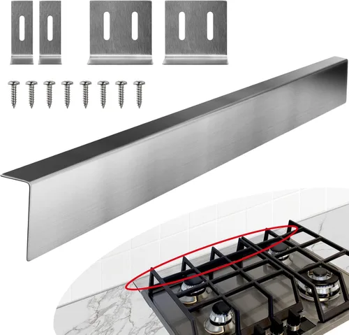 Vista 10 de Llenador de huecos para estufas de 15.7" a 28", kit de llenado trasero de cocina empotrable – Protector contra salpicaduras de acero inoxidable