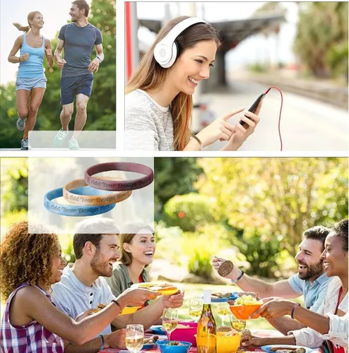 Vista 6 de Pulsera de goma personalizada pulsera de silicona personalizada a granel, entrega rápida, para conciencia, eventos, apoyo, pulsera de goma