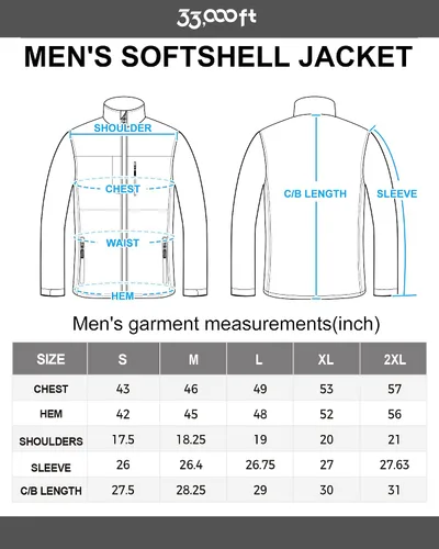 Vista 7 de 33,000ft Chaqueta ligera Softshell para hombre, con forro polar, rompevientos, impermeable, suave, para senderismo al aire libre
